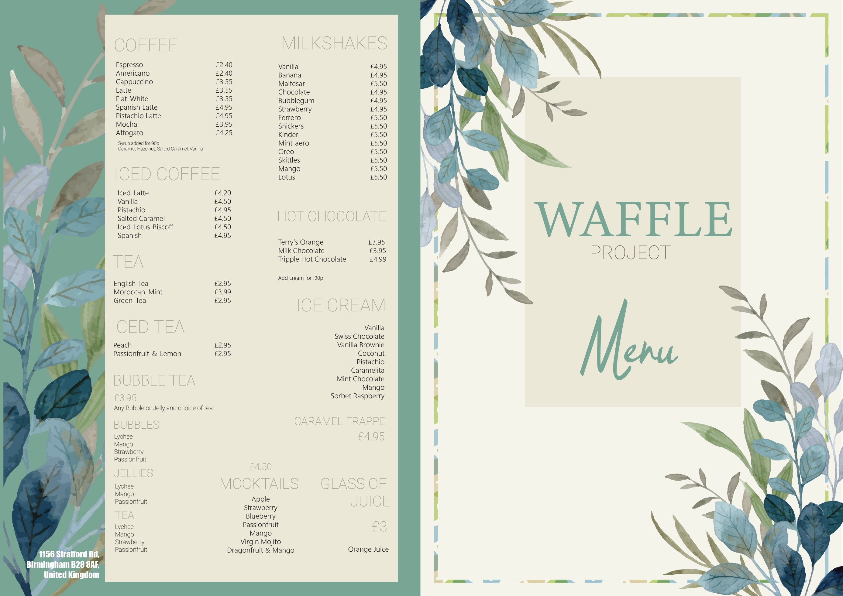 Waffle Project — Menu Design